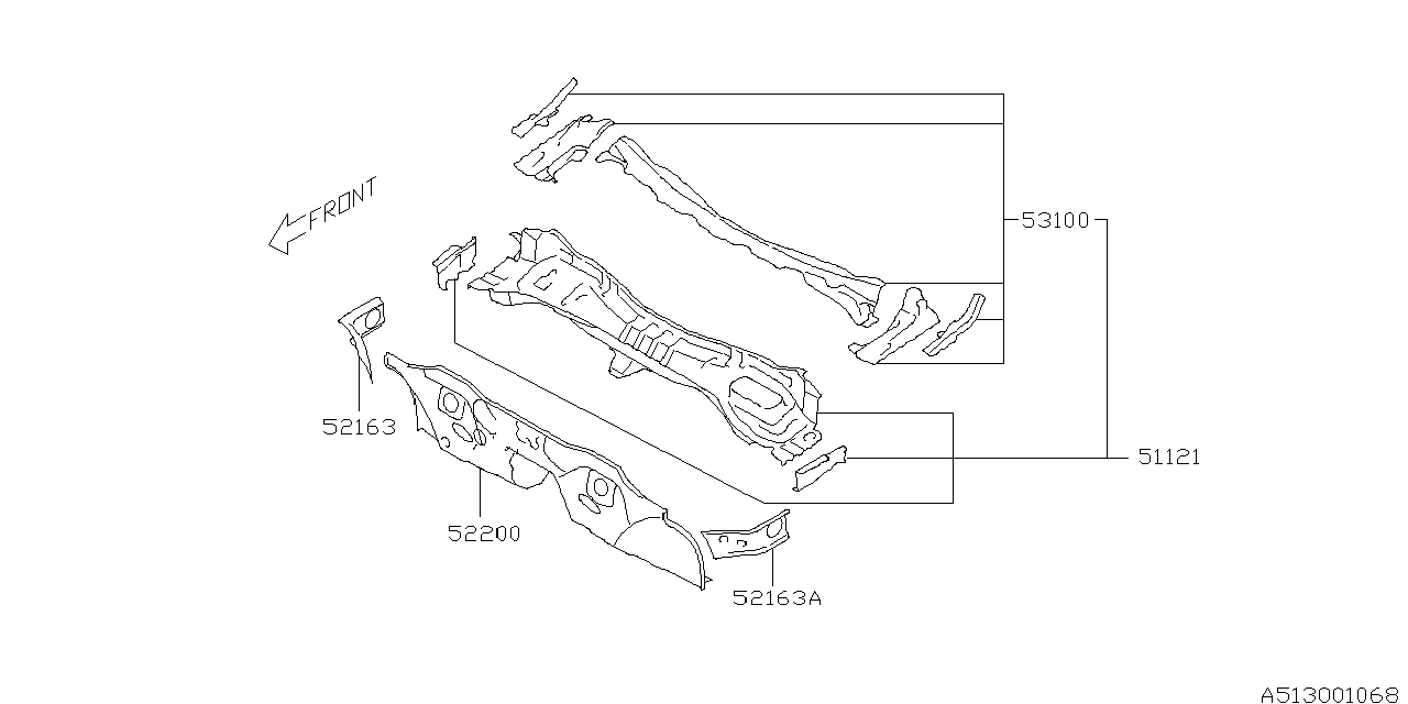 513_01 — TOE BOARD & FRONT PANEL & STEERING BEAM